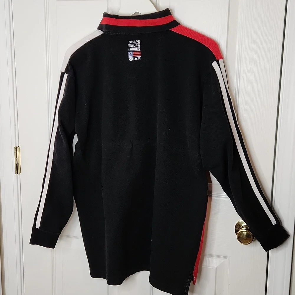 Men's vintage Chaps Ralph Lauren Polo Shirt longsleeve pique colorblock size M